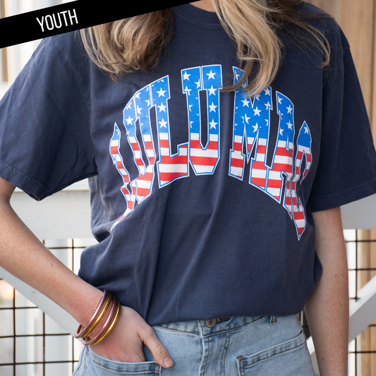 Lulu Mac Stars & Stripes Navy Youth Comfort Colors Tee