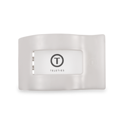 TELETIE Flat Rectangle Hair Clip | Medium | Coconut White