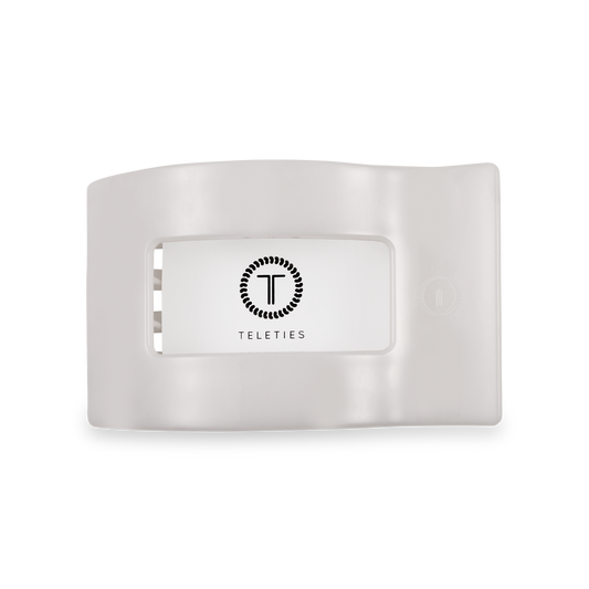 TELETIE Flat Rectangle Hair Clip | Medium | Coconut White