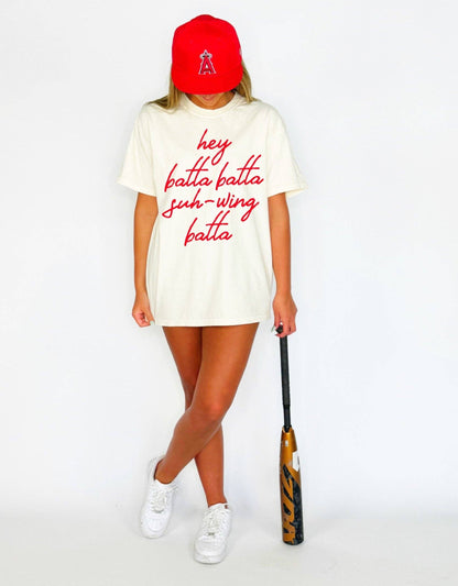 Hey Batta Swing Batta Youth & Adult Tee: Ivory