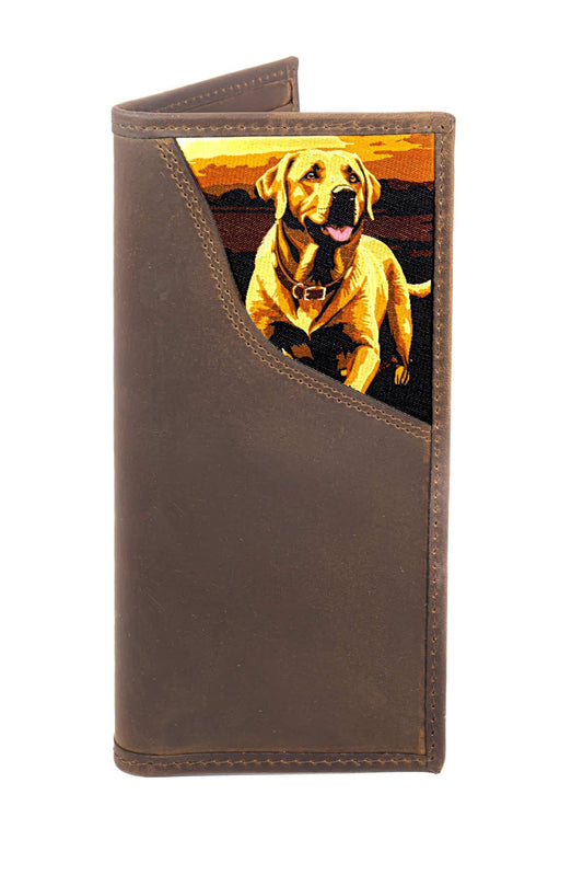 Lab Men's Secretary Tall Woven Patch Leather Wallet.