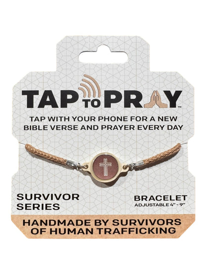 Tap To Pray™ - Survivor Series Handmade Bracelets: Coral + Cross