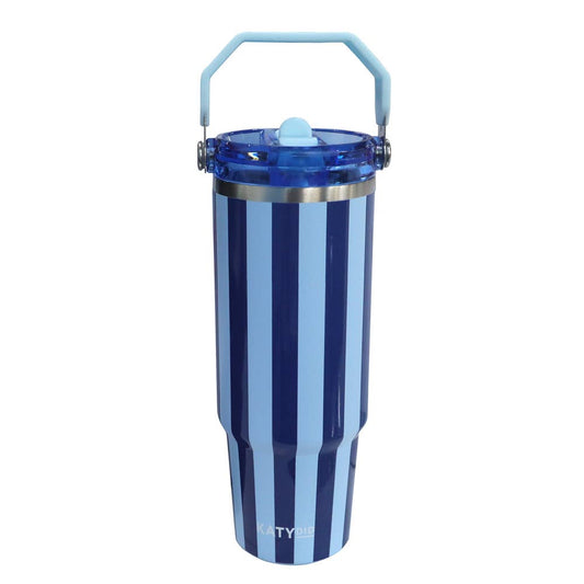 Light Blue and Navy Striped 30 Oz Cabana Tumbler: Light Blue and Navy Stripe