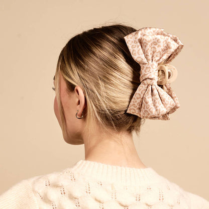 Satin Bow Claw Clip–Cheetah