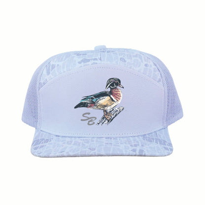 Wood Duck SB Cap: Ghost Vein Camo 7 Panel