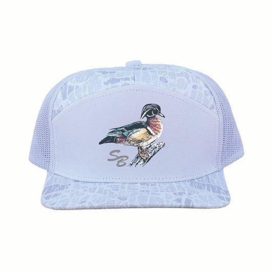 Wood Duck SB Cap: Ghost Vein Camo 7 Panel