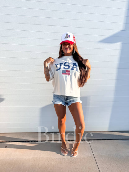 Boxy USA Graphic Tee on Ivory