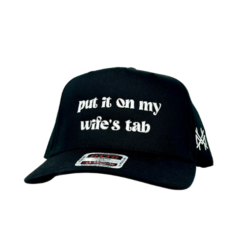 MHC Put It On My Wife's Tab Trucker Hat: White Yupoong