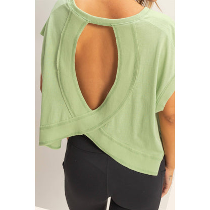 Boxy Crew Neck Top: SAGE