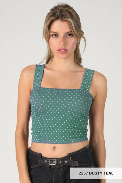NS8532 - Polka Dot Square Crop Top: 2246 French Roast