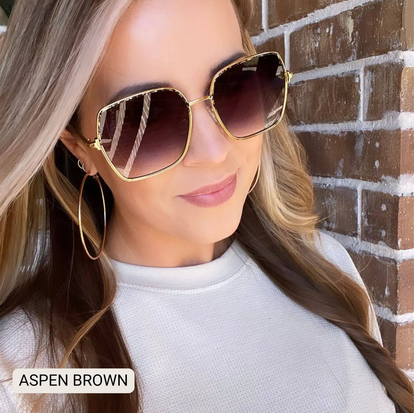 Aspen - Women's Oversized Square Frame Sunglasses: Grey
