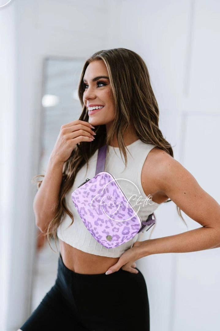 Nylon Belt Bag- Lilac Leopard RTS