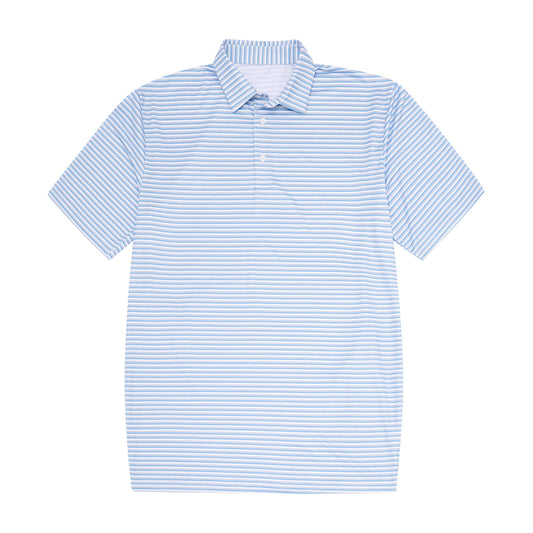 Toddler Light Blue, Grey & White Stripe Polo