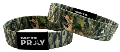 Tap To Pray Wristbands - Tap W/Phone For Daily Verse/Prayer: Large / Forest Camo / Tree Bark Camo