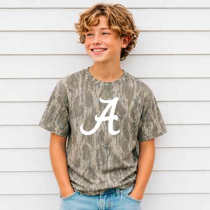 Youth Mossy Oak Bottomland Alabama Tee: Black