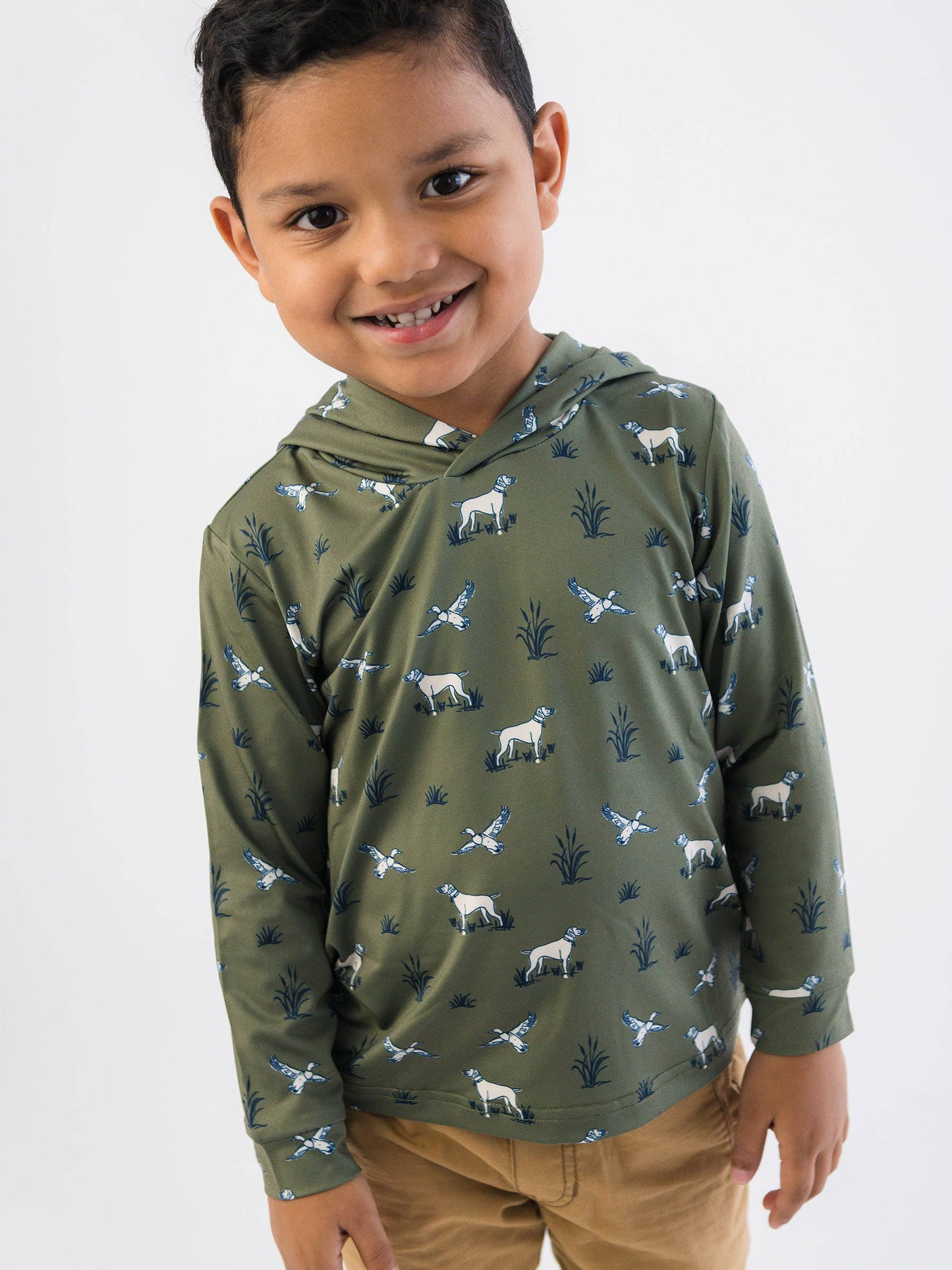 Boys Pond Pups Hunting Dog Performance Hooded Shirt
: Green