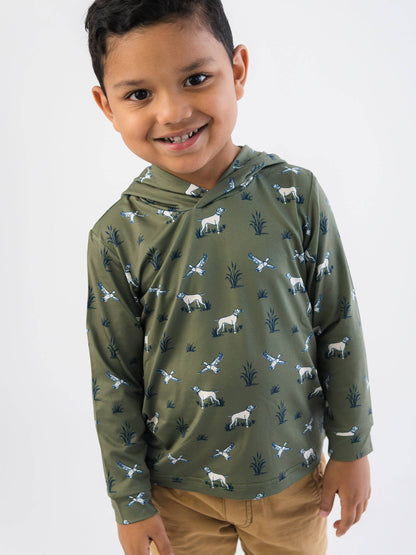Boys Pond Pups Hunting Dog Performance Hooded Shirt
: Green