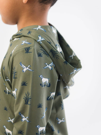 Boys Pond Pups Hunting Dog Performance Hooded Shirt
: Green