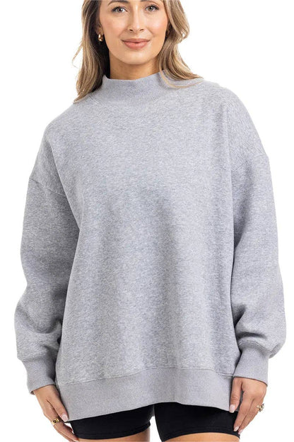 Heather Wholesale Essential Mockneck Crew: Gray
