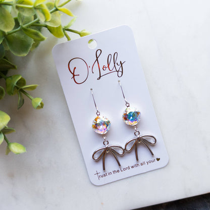 Bow Earrings w/AB Stone “Bowie”: Gold