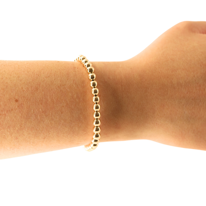 5MM Gold Beaded Bracelet: Standard 6.75 inch
