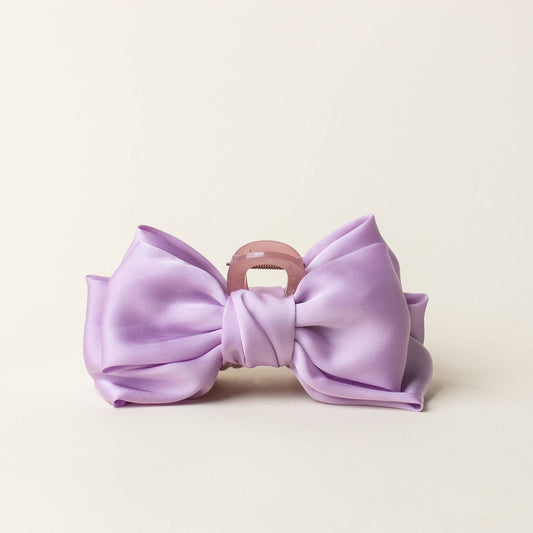 Satin Bow Claw Clip-Lilac