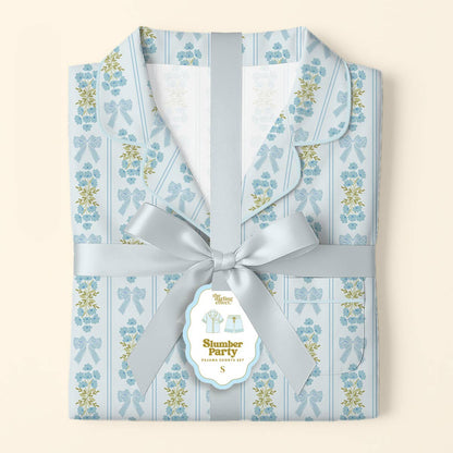 Slumber Party Pajama Shorts Set–Oh So Fancy Blue