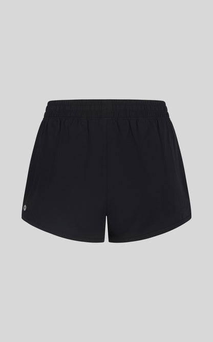 Girls Woven Running Shorts with Inner Panty: Black