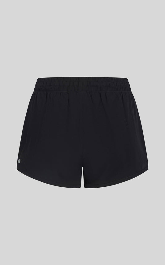 Girls Woven Running Shorts with Inner Panty: Black