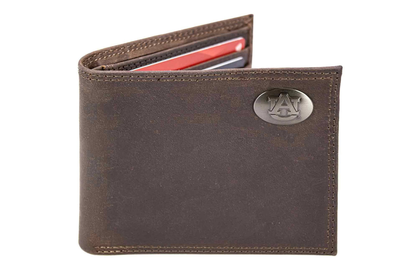 Auburn Tigers Men's Collegiate Bifold Leather Wallet.: Crazyhorse Brown