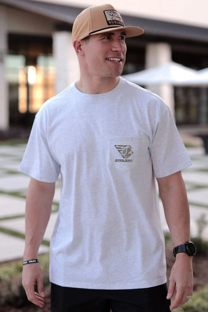 BURLEBO - Classic Deer Camo Signature Logo - SS - Ash Grey