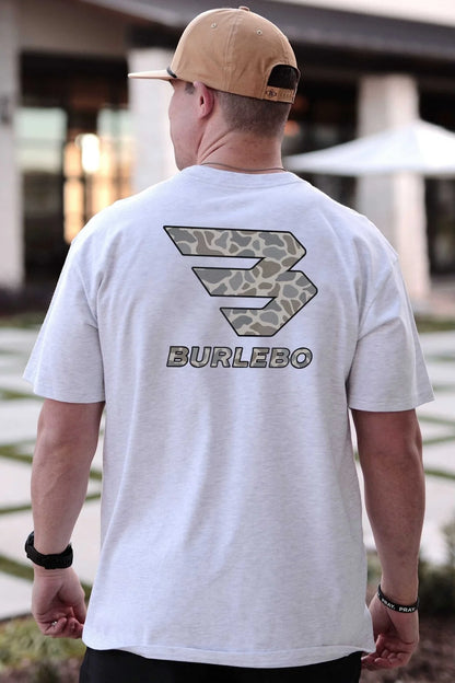 BURLEBO - Classic Deer Camo Signature Logo - SS - Ash Grey
