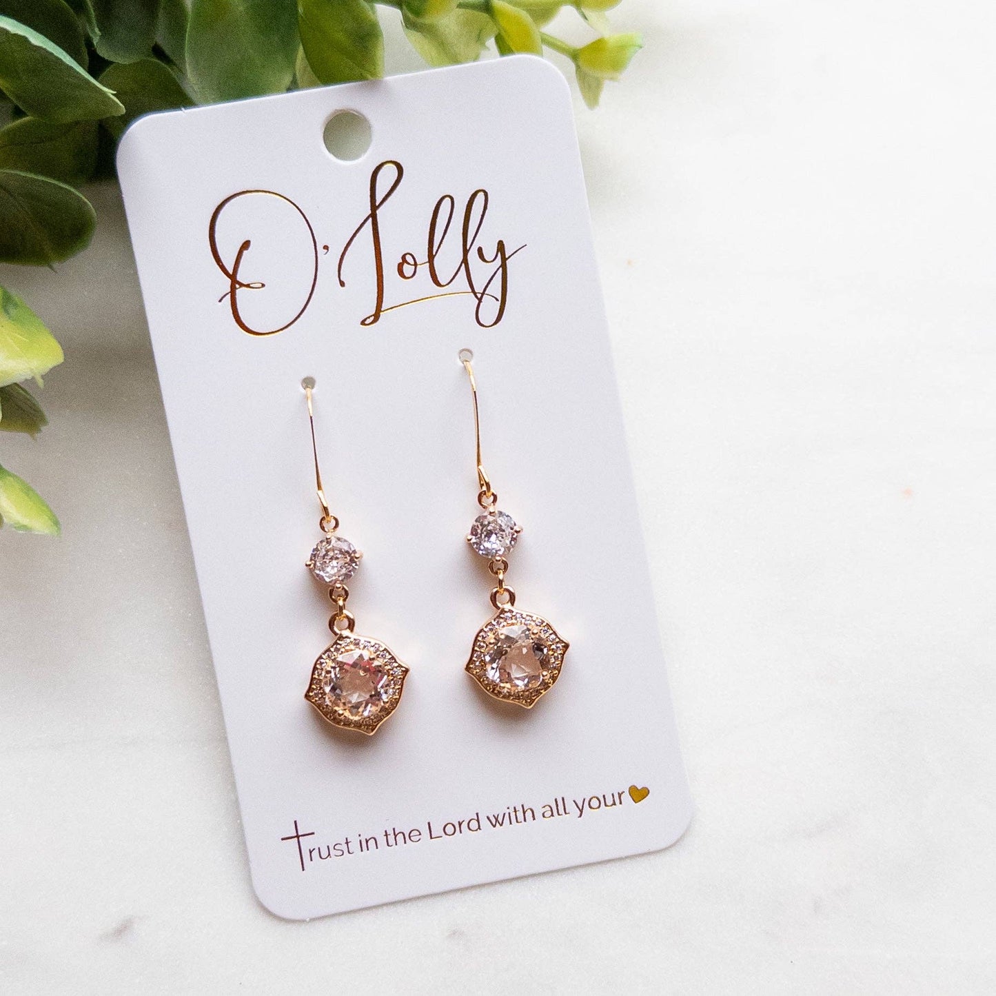 Gold Cubic Zirconia Dangle Earrings