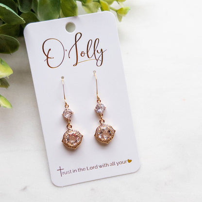 Gold Cubic Zirconia Dangle Earrings