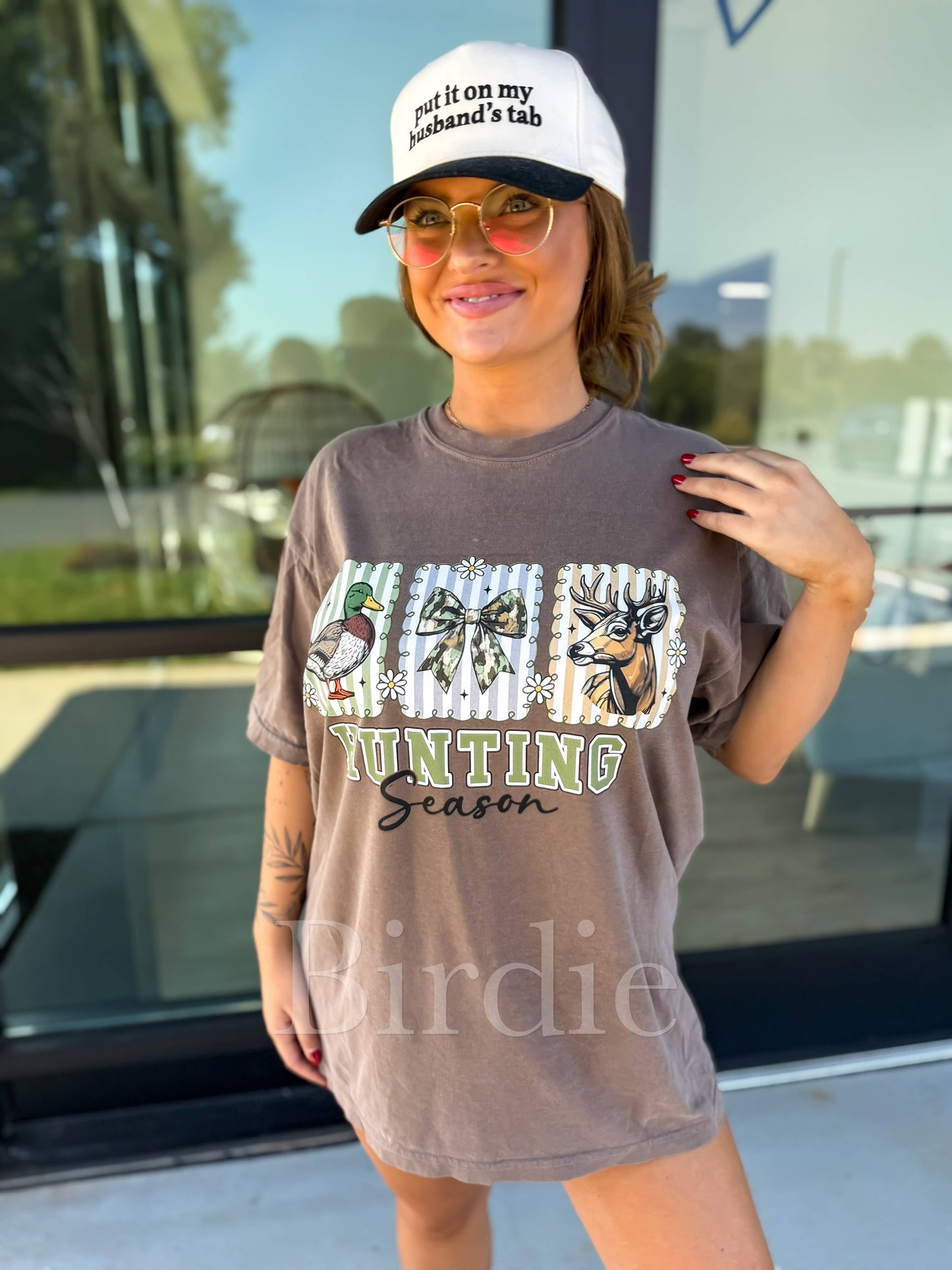 Preppy Hunting Season Graphic Tee on Espresso ETA