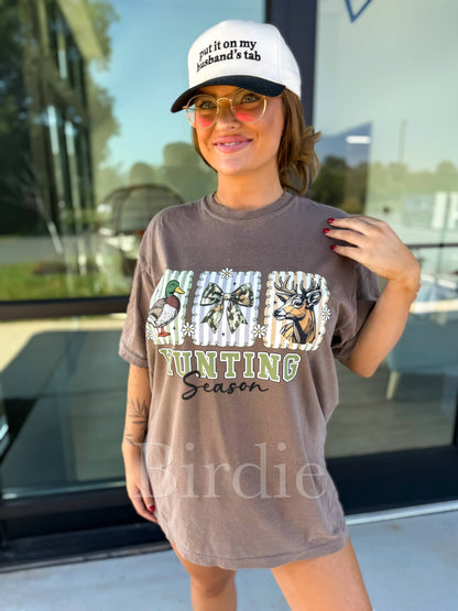 Preppy Hunting Season Graphic Tee on Espresso ETA