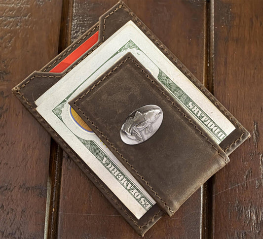 Redfish Magnetic Leather Slim Wallet: Crazyhorse Brown
