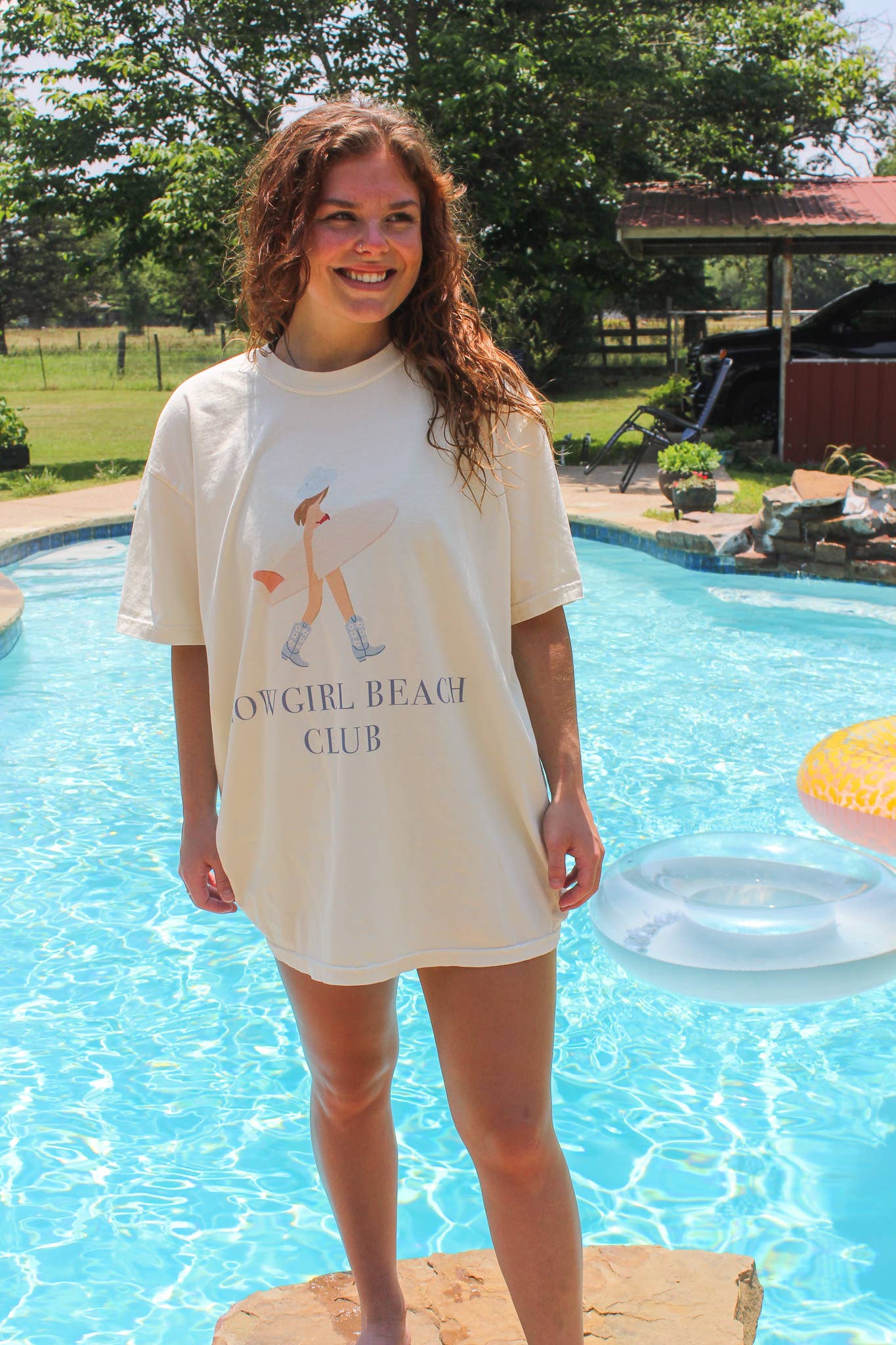 Ivory Cowgirl Beach Club Women's Graphic T-Shirt