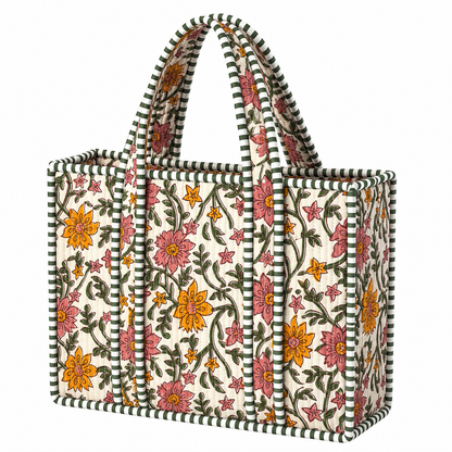 Orange and Pink Quilted Bag Print: Large