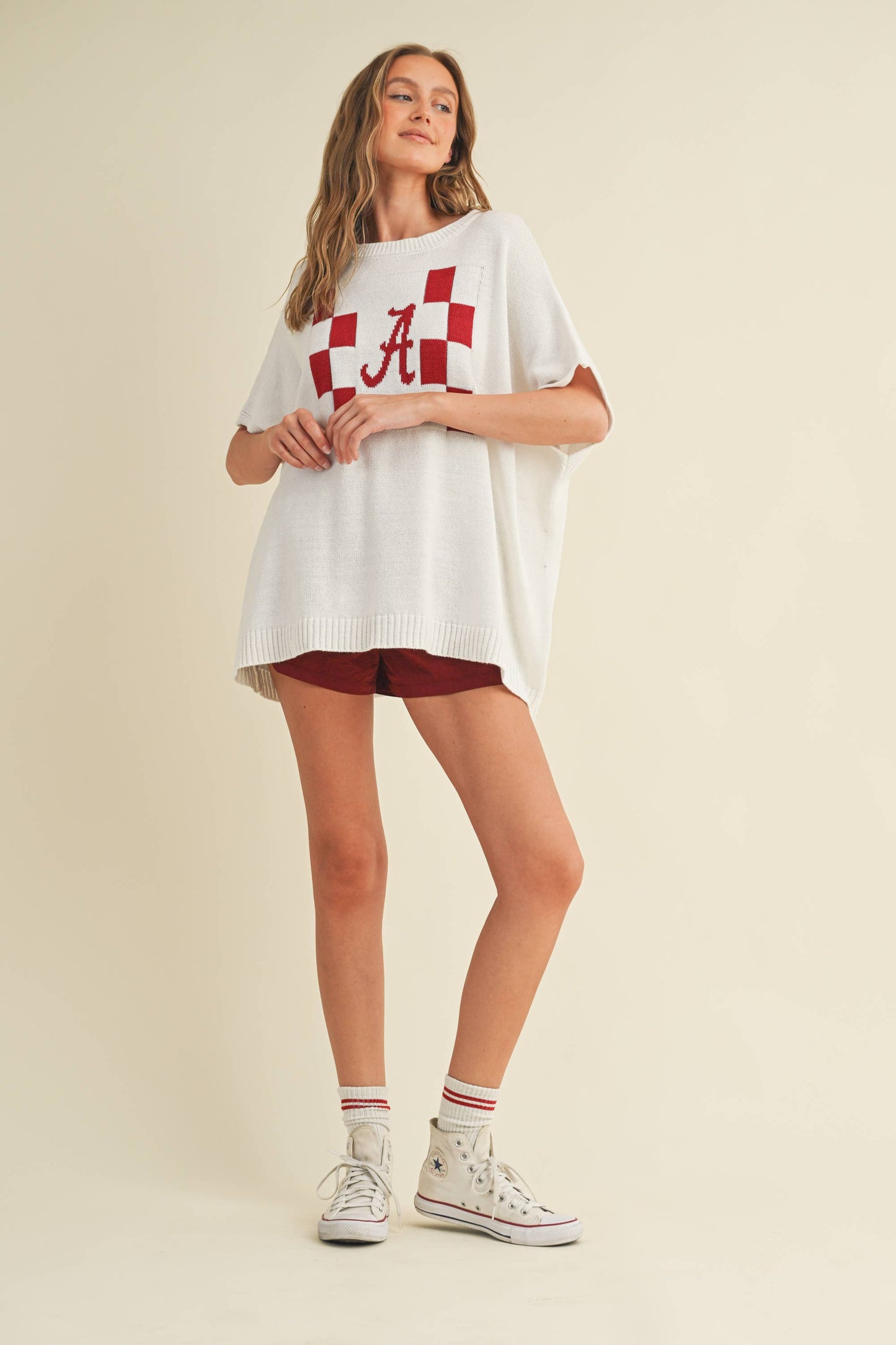 "A" SWEATER TOP: Maroon