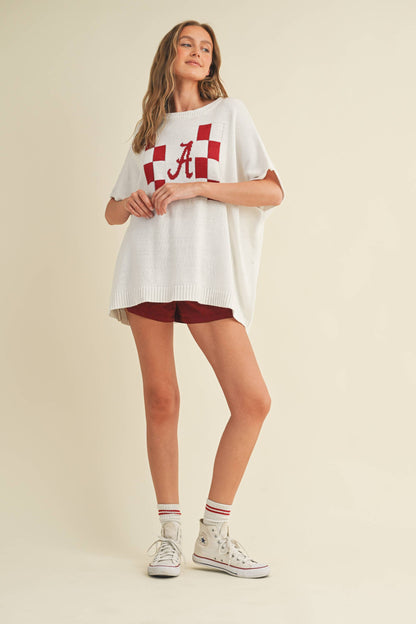 "A" SWEATER TOP: Maroon