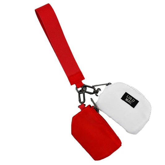 Red/White Lulu Mac Double Pouch Wristlets