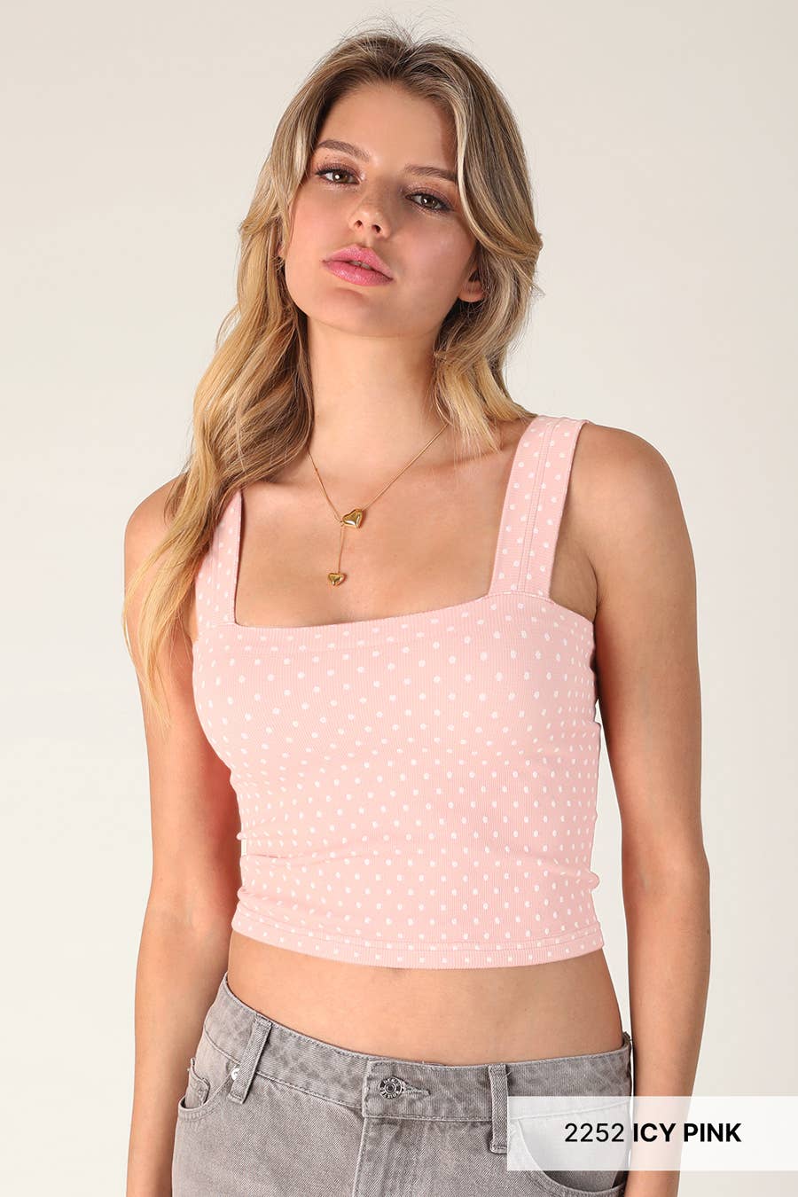NS8532 - Polka Dot Square Crop Top: 2254 Serene Blue
