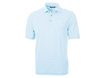 Cutter & Buck Virtue Eco Pique Stripe Recycled Mens Polo: College Purple