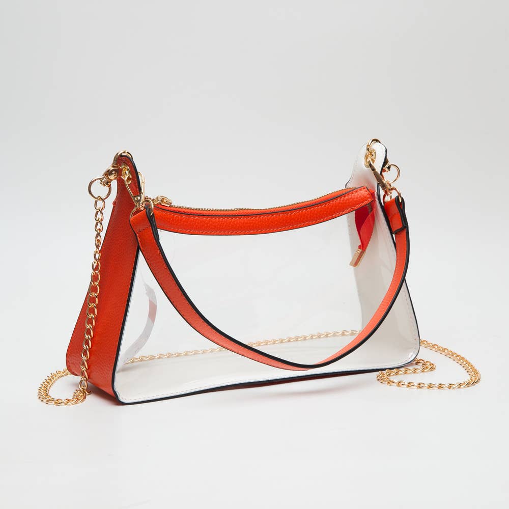 Game Day Stadium Clear Satchel Bag : White
