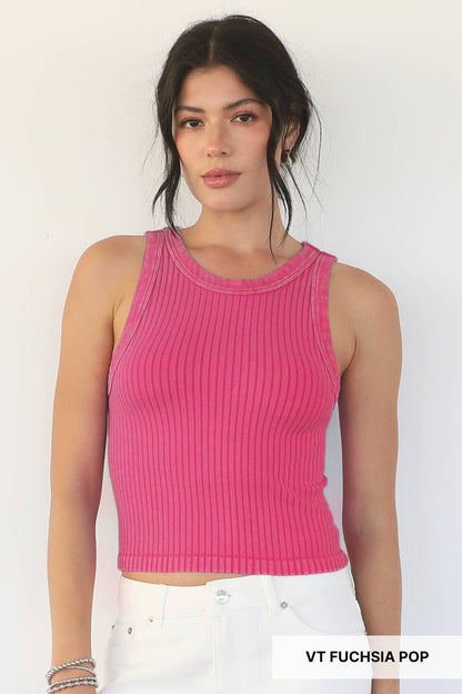 NS8358 - Vintage Wide Ribbed Tank Top: Vintage Raspberry
