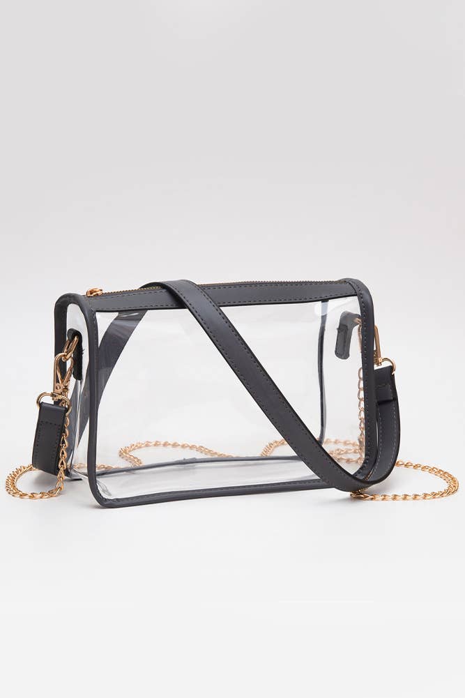 Clear Rectangle Stadium Concert Crossbody Bag: Navy