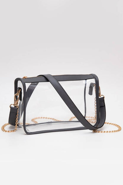 Clear Rectangle Stadium Concert Crossbody Bag: Navy
