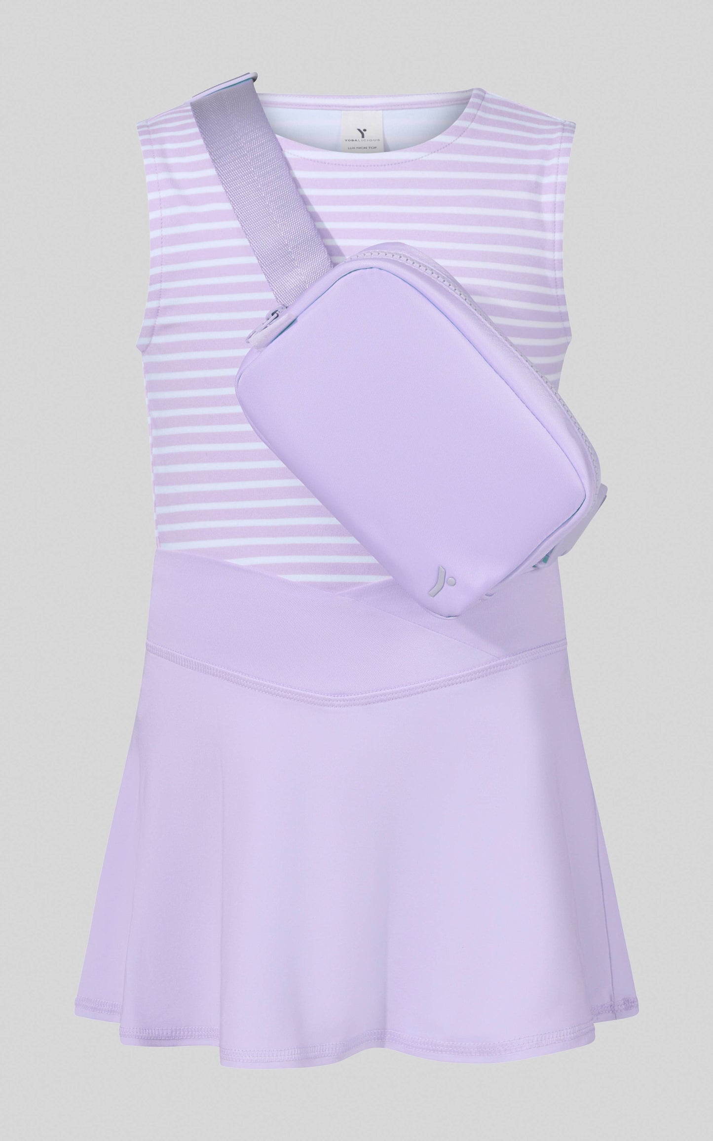 Little Girls Tank, Crossover Skort, Fanny bag Set: PASTEL LILAC (P#PAL)