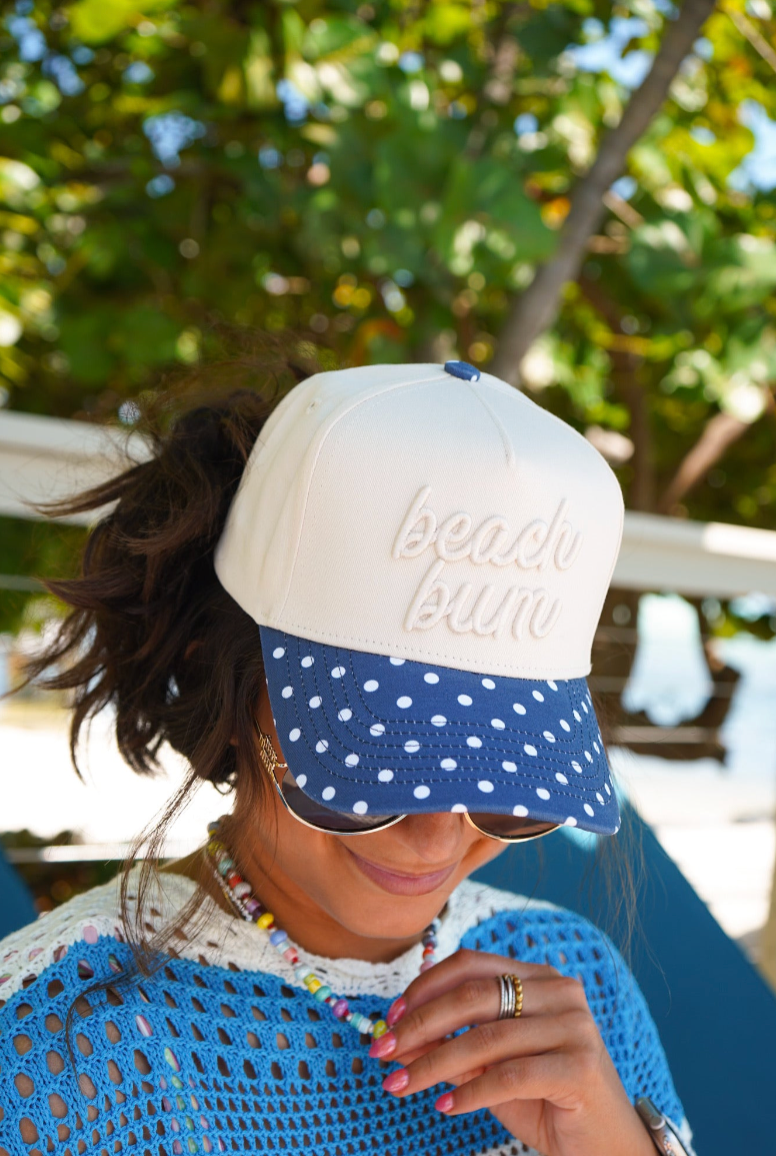 Beach Bum - Navy Polka Dot Hat